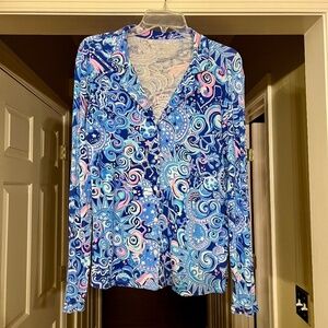 GUC Lilly Pulitzer Lapis Lazuli Cosmic Kismet Jersey Pajama PJ Top Size SMALL